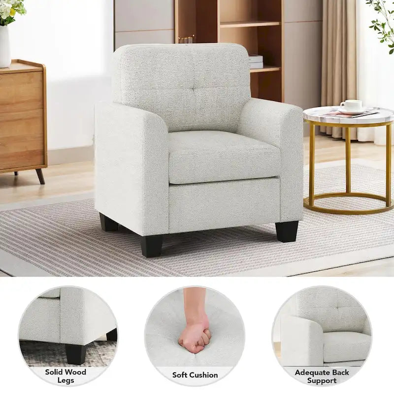 Fauteuil d'appoint rembourré de style Mid-Century avec accoudoirs - 32,5L x 28,9l x 36,2H po