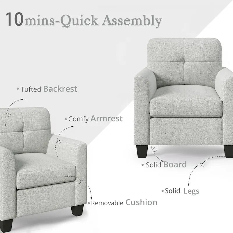 Fauteuil d'appoint rembourré de style Mid-Century avec accoudoirs - 32,5L x 28,9l x 36,2H po