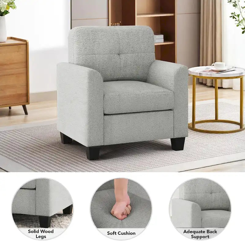 Fauteuil d'appoint rembourré de style Mid-Century avec accoudoirs - 32,5L x 28,9l x 36,2H po