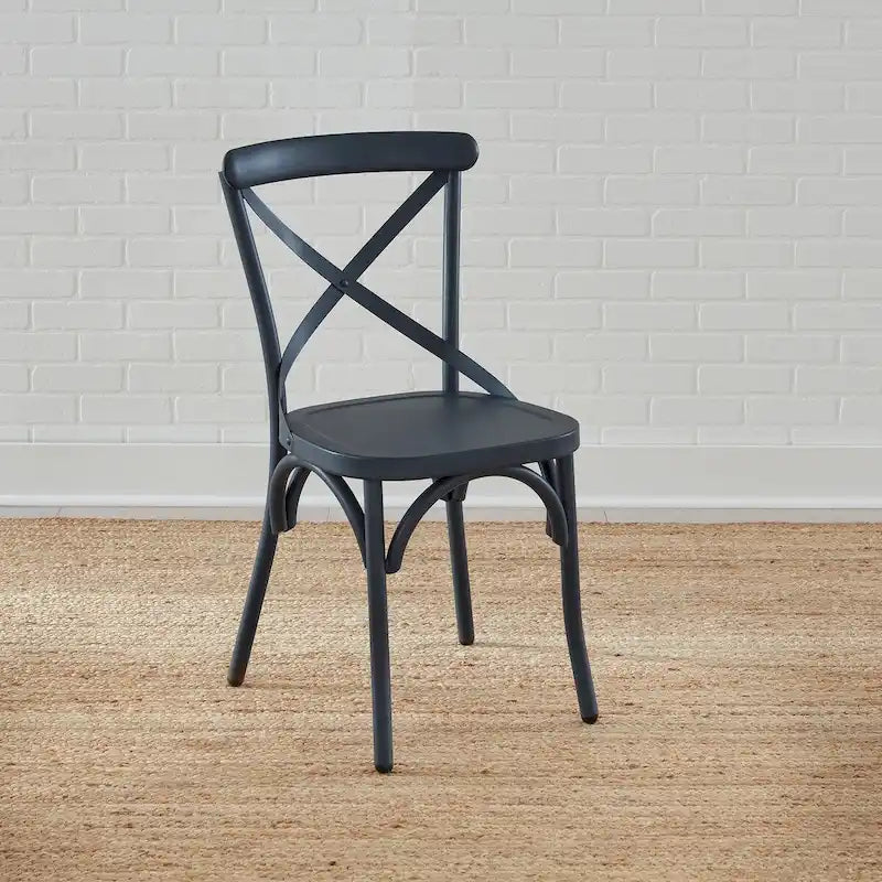 Chaise d'appoint en métal à dossier en X vieilli de la série Vintage - Blanc antique (Lot de 2)
