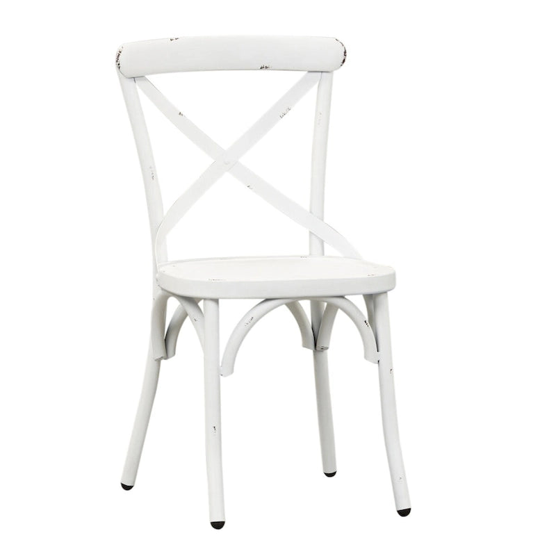 Chaise d'appoint en métal à dossier en X vieilli de la série Vintage - Blanc antique (Lot de 2)