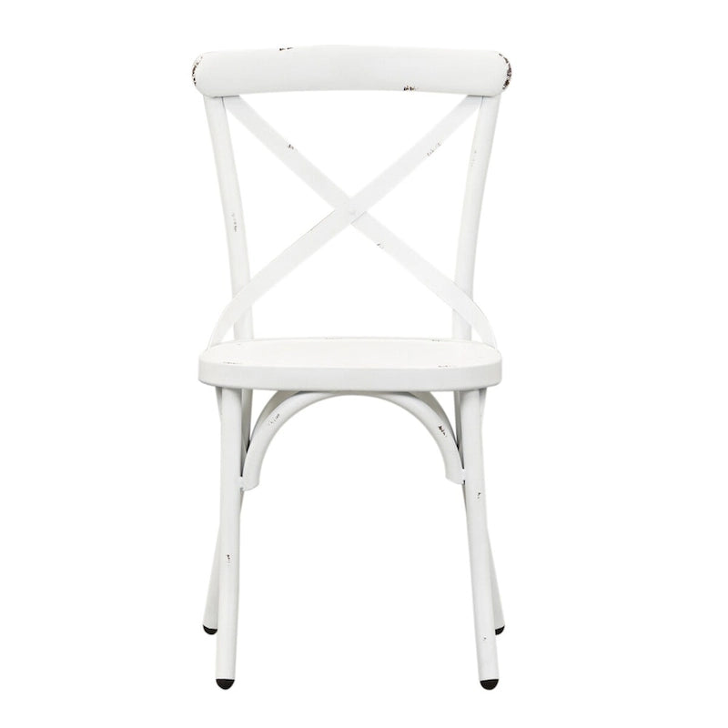 Chaise d'appoint en métal à dossier en X vieilli de la série Vintage - Blanc antique (Lot de 2)
