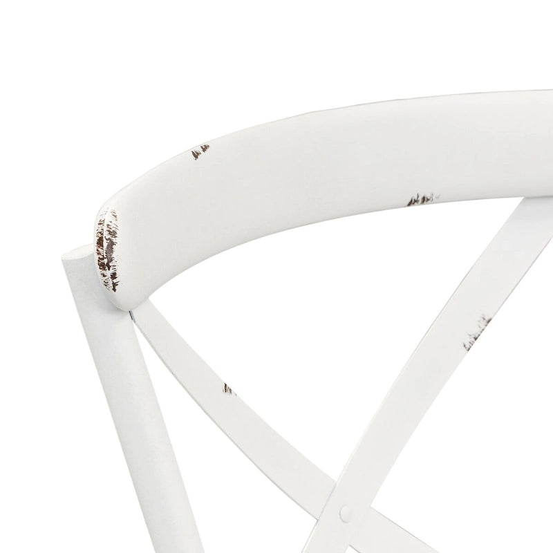 Chaise d'appoint en métal à dossier en X vieilli de la série Vintage - Blanc antique (Lot de 2)