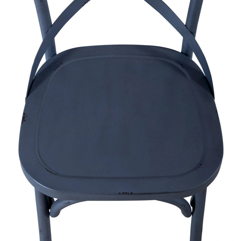 Chaise d'appoint en métal à dossier en X vieilli de la série Vintage - Blanc antique (Lot de 2)