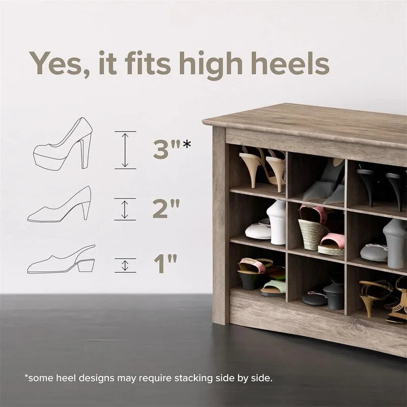 Banc de rangement à chaussures 24 paires - 39,4P x 152,4L x 51,4H cm