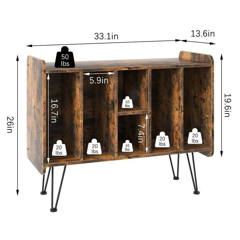 Meuble de rangement pour grands disques vinyles – 13.6P x 33.1L x 26H