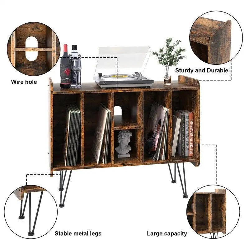 Meuble de rangement pour grands disques vinyles – 13.6P x 33.1L x 26H