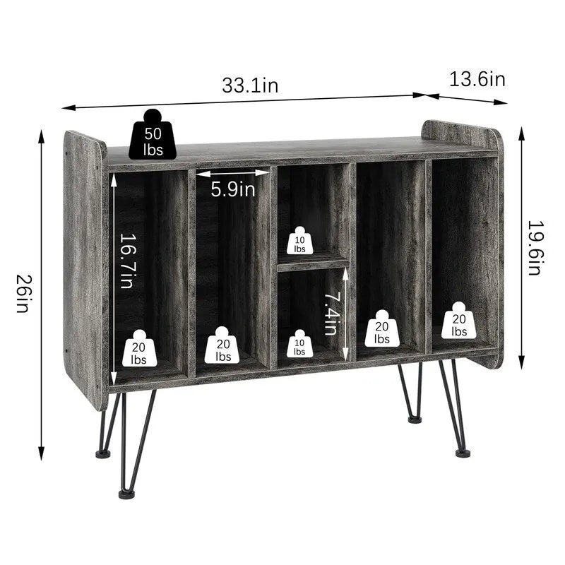 Meuble de rangement pour grands disques vinyles – 13.6P x 33.1L x 26H