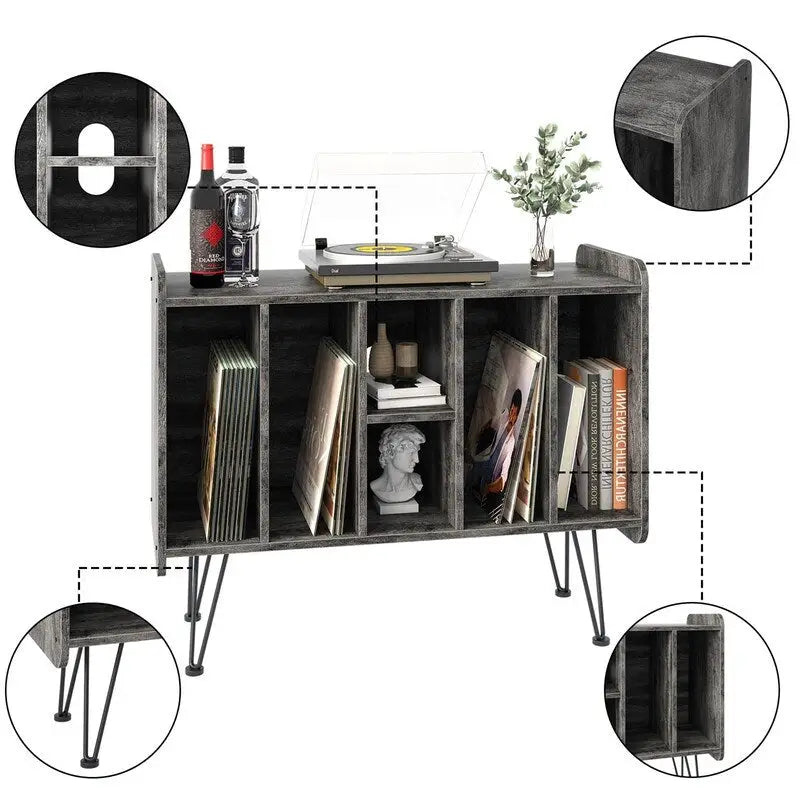 Meuble de rangement pour grands disques vinyles – 13.6P x 33.1L x 26H