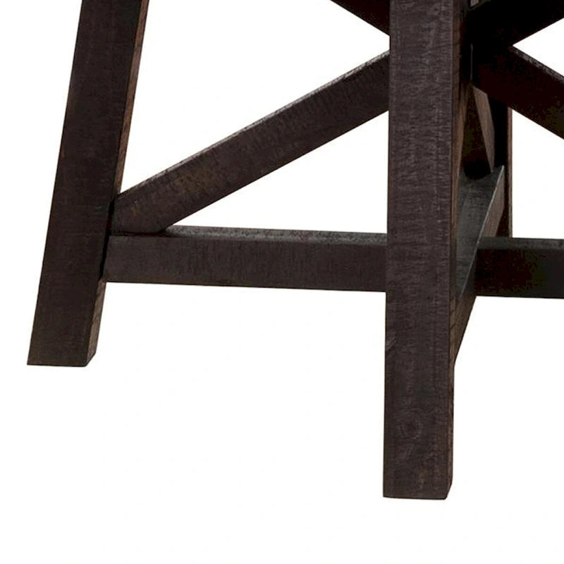Table à manger ronde Liu de 54 à 72 pouces, bois d'acacia, extensible, marron foncé