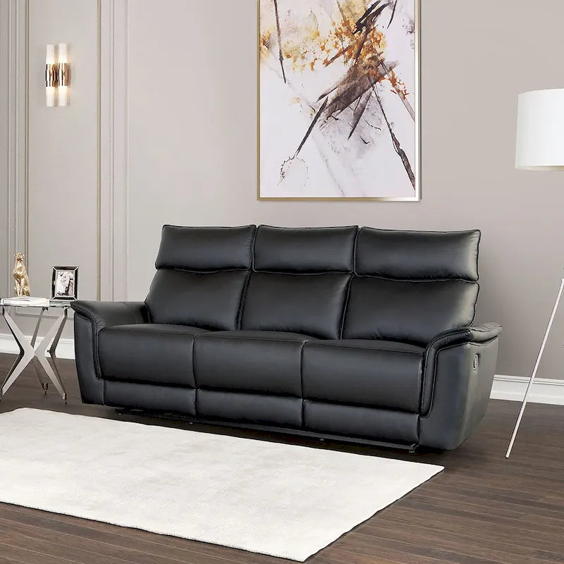 Canapé inclinable manuel en cuir moderne avec accoudoirs rembourrés évasés