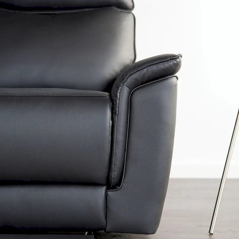Canapé inclinable manuel en cuir moderne avec accoudoirs rembourrés évasés