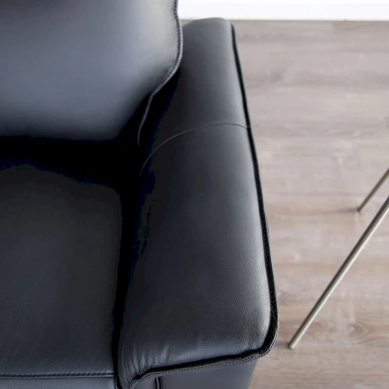 Canapé inclinable manuel en cuir moderne avec accoudoirs rembourrés évasés
