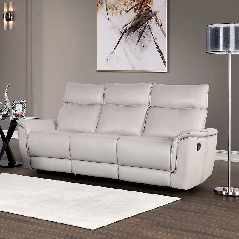 Canapé inclinable manuel en cuir moderne avec accoudoirs rembourrés évasés